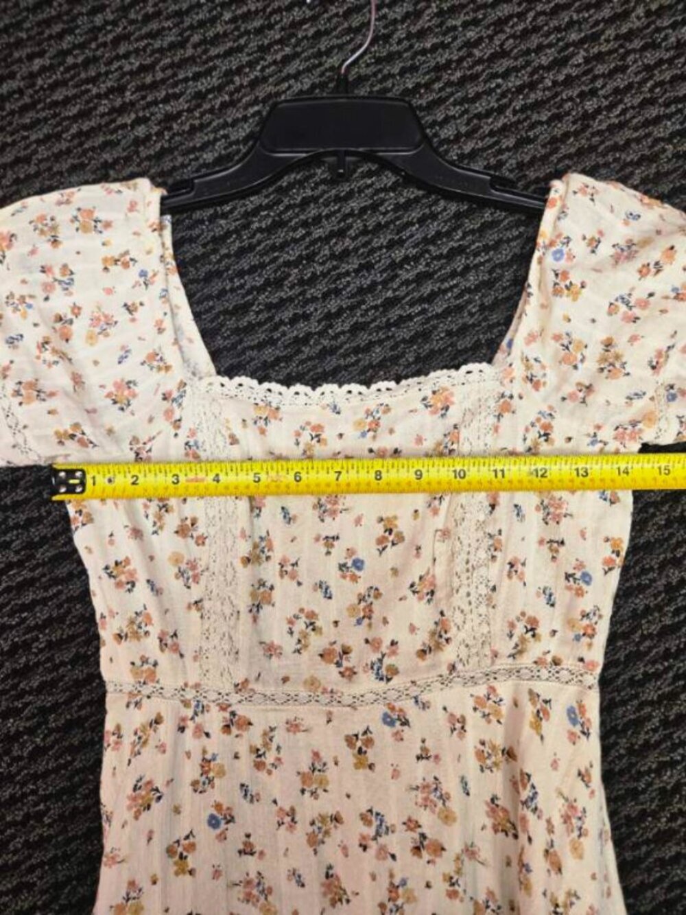 American Eagle Floral Mini Dress XS Ivory Multi V-Neck Balloon Sleeve Boho - Picture 7 of 9